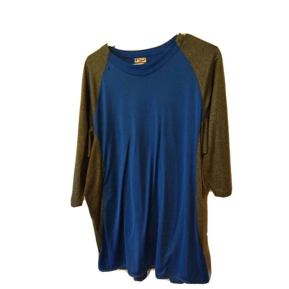 Majestic Jersey Blue with Gray Sleeves Men's XL Has zip pocket on right side